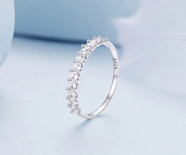 Platinum 925 Sterling Silver Luxury A5 Zircon Semi-Pave Eternity Ring