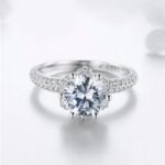 Platinum 925 Sterling Silver 3CT A5 Zirconia Halo Crown Ring