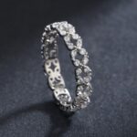 Genuine 925 Sterling Silver Zircon Link 4MM Chain Ring