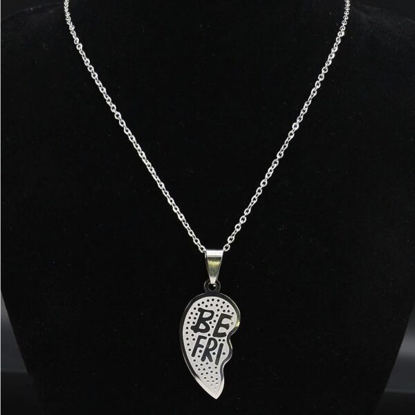 Stainless Steel Best Friends Broken Heart Puzzle Pendant Necklace - Image 2