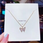 Luxury Stainless Steel Titanium Serene Butterfly Zirconia Pendant Necklace
