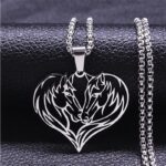 Couple’s Stainless Steel Lovers Heart Horse Pendant Necklace – 50?