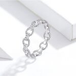 Platinum 925 Sterling Silver Stackable Zircon Chain Forever Ring
