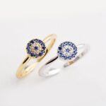 Platinum/Gold Plated Lucky Eye Adjustable Zirconia Ring (Size 5-7)