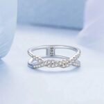 Platinum 925 Sterling Silver Interweave Twisted Double-Layer Zircon Ring