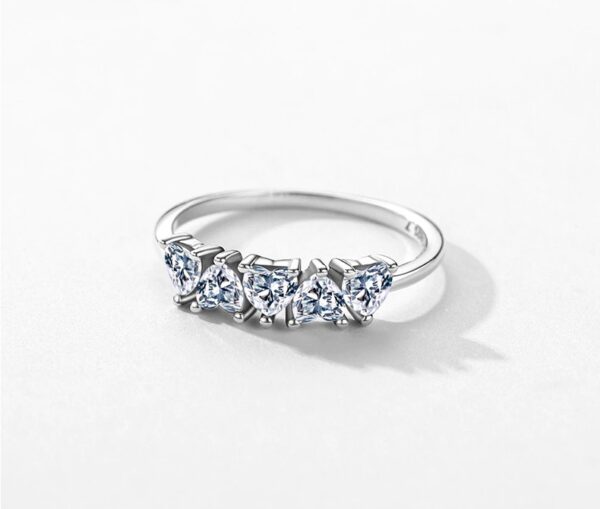 Elegant 925 Sterling Silver Stackable Hearts Zircon Ring - Image 4