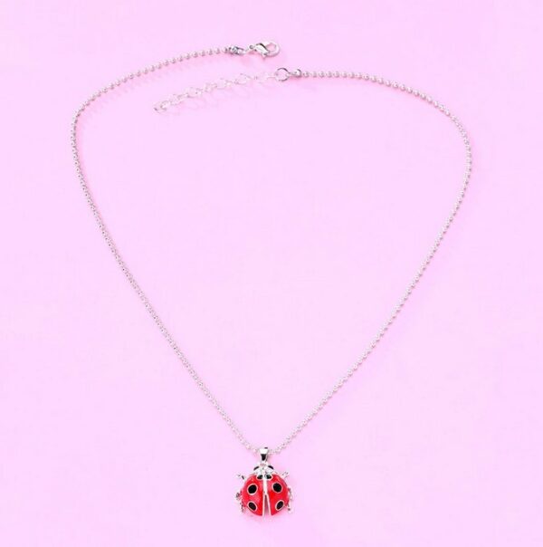 Delicate Stainless Steel Necklace + Cartoon Ladybug Pendant Charm - Image 3