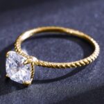 Luxury 925 Sterling Silver Twisted Cushion Cut Sparkling Zirconia Ring