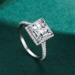Luxury 925 Sterling Silver 2CT Princess Cut Inlaid Zircon Ring
