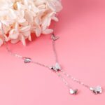 Elegant Stainless Steel Serene Butterflies & Red Star Pendant Necklace