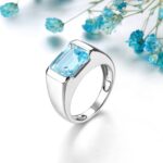 925 Sterling Silver 5.8CT Natural Sky-Blue Topaz Gemstone Ring