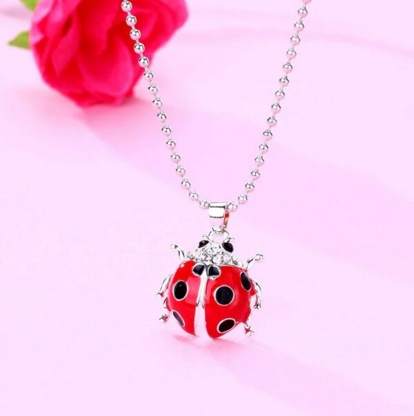 Delicate Stainless Steel Necklace + Cartoon Ladybug Pendant Charm