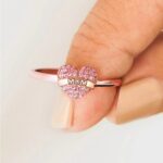 Elegant 925 Sterling Silver “MOM” Pink Heart Zircon Ring