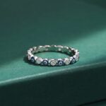 925 Sterling Silver Blue Lucky Eye Eternity Charm Zircon Ring