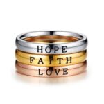 316L Stainless Steel 3MM HOPE, FAITH & LOVE Engraved Promise Ring