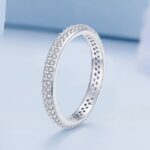 Platinum 925 Sterling Silver Fine Pave Zircon Eternity Ring