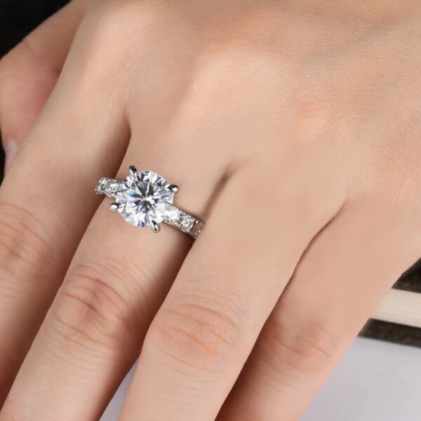 Luxury 18K 925 Sterling Silver 4.3CT Full Moissanite Engagement Ring - Image 2