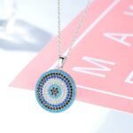 18K 925 Sterling Silver Lucky Eye Turquoise Blue Crystals Hamsa Set