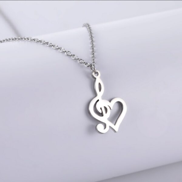 316L Stainless Steel Musical Heart Symbol Pendant Necklace