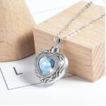 Exquisite 925 Sterling Silver Blue Crystal Heart Cremation Ashes Urn Pendant