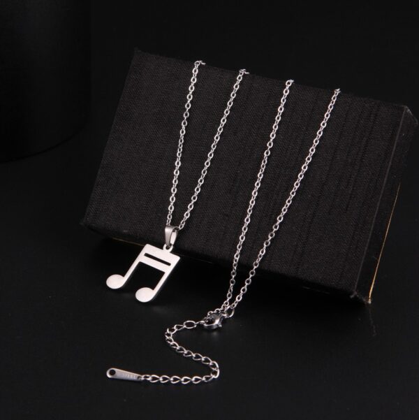 316L Stainless Steel Musical Symbol Pendant Necklace - Image 3