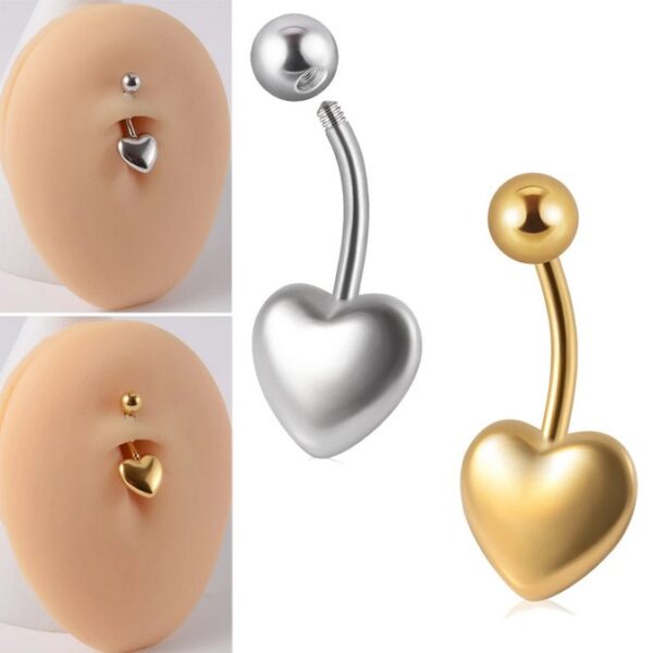 1PC 316L Surgical Steel Elegant Heart Navel Piercing