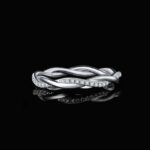 Rhodium 925 Sterling Silver Full Twisted Rope Moissanite Eternity Band