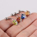 1PC 316L Surgical Steel Exquisite K9 Crystal Heart Navel Piercing