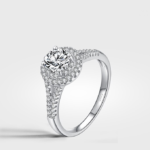 Authentic 925 Sterling Silver 1CT Zircon Double Inlaid Halo Ring
