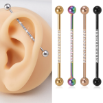 1PC 14G Surgical Steel Semi-Pave Zircon Helix Industrial Barbell Piercing