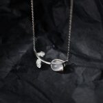 18K 925 Sterling Silver Mother's Gift Tulip Flower Zircon Choker
