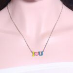 Fashion "I Love You" Multi-Color Opal Pendant Necklace