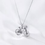 Classic 18K 925 Sterling Silver Fashion Personality Rotation Bike Necklace