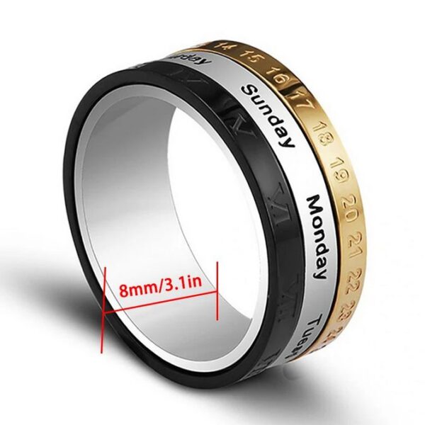 8mm Titanium Steel Cool Creative Calendar Rotation Ring - Image 3