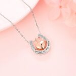 18K 925 Sterling Silver Horseshoe Heart Cremation Urn Pendant Necklace