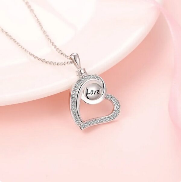 18K 925 Sterling Silver Forever Love Cremation Urn Heart Pendant Necklace