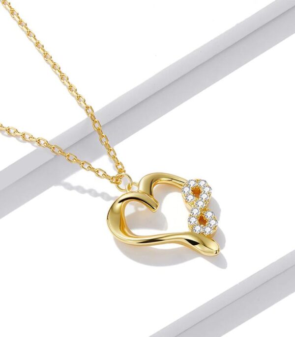 Authentic 14K 925 Sterling Silver Infinity Love Heart Pendant Necklace