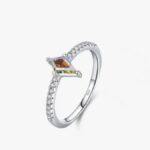 Authentic 925 Sterling Silver Dazzling Rainbow Crystal Eyes Zirconia Ring