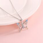Exquisite 18K 925 Sterling Silver Multi-Color Zirconia Butterfly Pendant Necklace