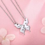 Exquisite 925 Sterling Silver Mother & Daughter Puzzle Engrave Butterfly Pendant