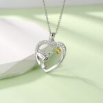 Genuine 18K 925 Sterling Silver Hummingbird's Heart Dazzling Pendant Necklace
