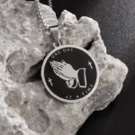 316L Stainless Steel Hands of Prayer Cross Pendant Necklace