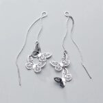Elegant 925 Sterling Silver Lovely Hollow Butterfly Drop Chain Earrings