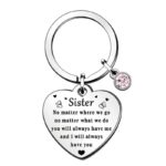 Stainless Steel Inspirational "Sister" Zirconia Charm Key-chain