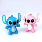 1PC Stitch & Angel Cartoon LED + Sound Action Figure Keychain