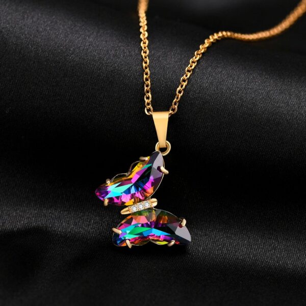 Exquisite IP Gold Stainless Steel Mystic Colorful Butterfly Jewelry Set - Image 4