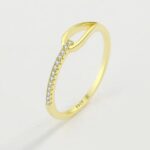 Elegant 14K 925 Sterling Silver Delicate Zircon Thread Needle Eye Ring
