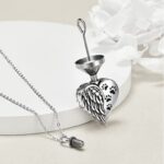 316L Stainless Steel Angel Wing Pet Cremation Ashes Urn Pendant Necklace