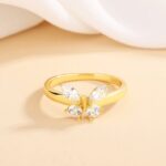 Luxury 18K 925 Sterling Silver Exquisite A5 Zircon Butterfly Ring