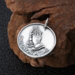 Genuine Vintage S925 Sterling Silver Personality Serenity Prayer Hand Pendant
